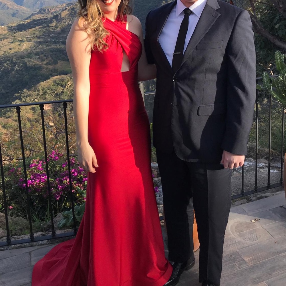 Red sleek long dress